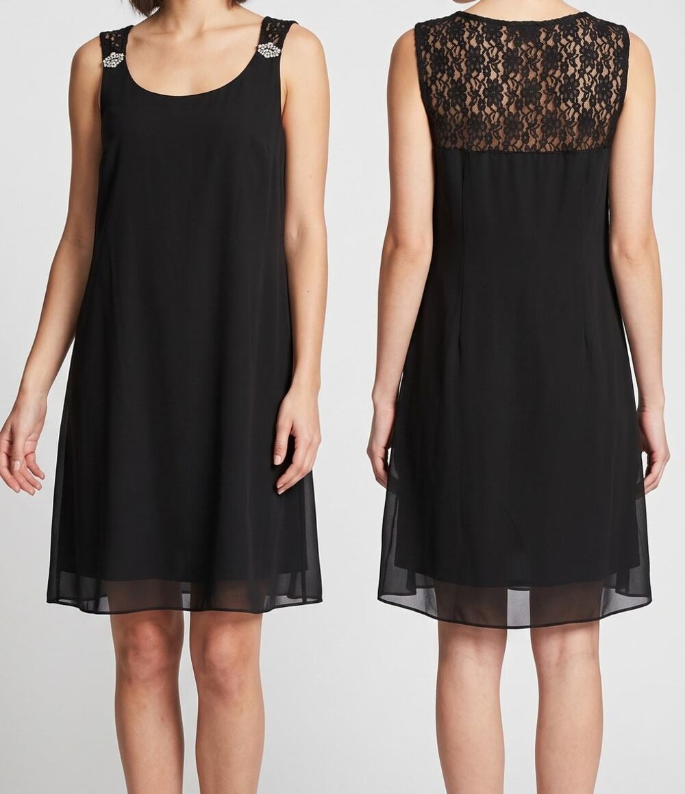 Karin Stevens Evening Collection 18W Black Sleeveless Dress